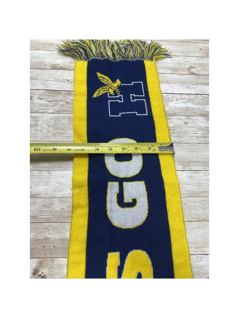 Go Hawks Go Winter Sports Team Scarf Black Yellow Good Condition